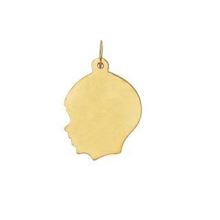 14K Real Yellow Gold Boy Head Face Charm Kids Silhouette Large: Jewelry