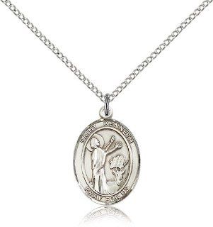 Free Engraving Included Medal  Sterling Silver St. Saint Kenneth Pendant 3/4" 8332SS  w/18" Chain & Box Patron Saint of Monastery of Agahanoe: Pendant Necklaces: Jewelry