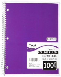 Mead Spiral Notebook, College Ruled, 1 Subject, 8.5 x 11, 100 Sheets, Assorted Colors (06622) : Wirebound Notebooks : Office Products