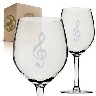 Treble Clef Music Note Etched Wine Glass Set : Everything Else