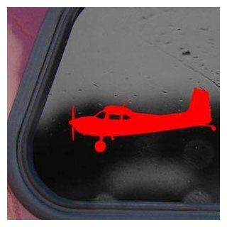 Cessna 180 Skywagon Side Silhouette Red Decal Sticker Wall Red Decal Sticker   Decorative Wall Appliques  
