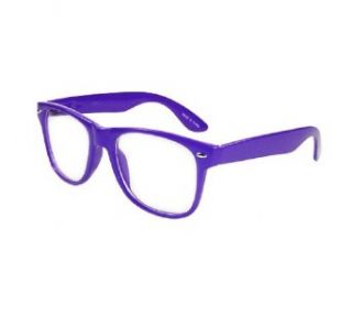 New Glossy Purple Wayfarer Nerd Glasses Clear Lens Optical Quality: Clothing