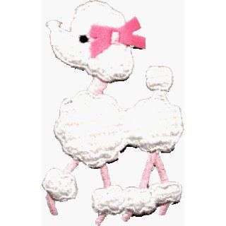 Pink & White FURRY Poodle Sew On Patch   The Fur is Actually POUFY and Stands Out! Too Cute!: Clothing