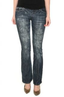 Almost Famous Splatter Ripped Blue Rinse Flare Jeans Size : 11 at  Womens Clothing store: