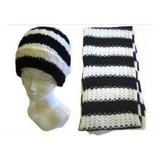 Gothic Chick Black White Winter Scarf and Hat Set New Goth Emo Punk Perfect addition to your Gothic, Punk, or Rockabilly wardrobe Scarf measures approximately 72 inches by 8 inches Hat is One size fits most.Hat measures about 9 1/4 inches tall by 7 7/8 inc