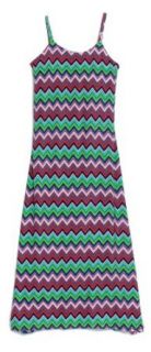 Chili Pop Girls 4 16 Fit and Flare Missoni Print Maxi Dress in Sliky Soft ITY Fabric in Blue Crush Size: 14 16: Clothing