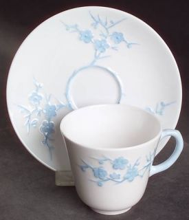 Spode Geisha Light Blue Footed Demitasse Cup & Saucer Set, Fine China Dinnerware