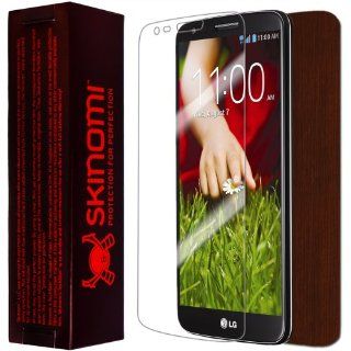 Skinomi TechSkin   LG G2 Screen Protector + Dark Wood Full Body Skin Protector / Front & Back Premium HD Clear Film / Ultra High Definition Invisible and Anti Bubble Crystal Shield with Free Lifetime Replacement Warranty   Retail Packaging (For: Veriz