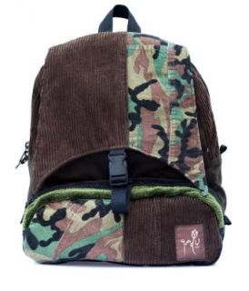 Yadu Unisex Ask and Tell Large Upcycled Fair Trade Backpack Green/Brown: Clothing
