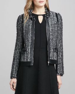 Bagatelle Leather Front Tweed Jacket