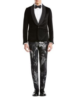 Gucci Velvet Evening Duke Jacket, Evening Shirt, Botanic Jacquard Skinny Pants & Satin Bow Tie