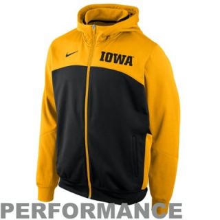 Nike Iowa Hawkeyes Basketball Performance Full Zip Hoodie   Black/Gold