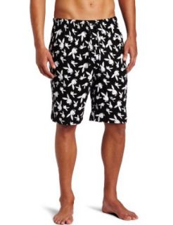 Briefly Stated Men's Playboy Tossed Bunny Jam Sleep Shorts, Black, Small: Clothing