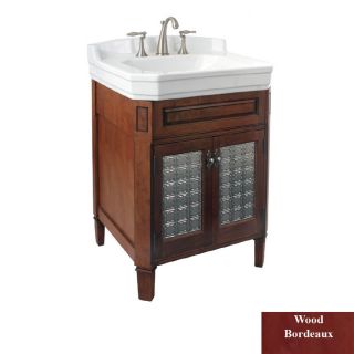 Rivers Edge Whitehall Lane 25 in x 22 in Bordeaux with Tin Inserts Integral Single Sink Bathroom Vanity with Vitreous China Top