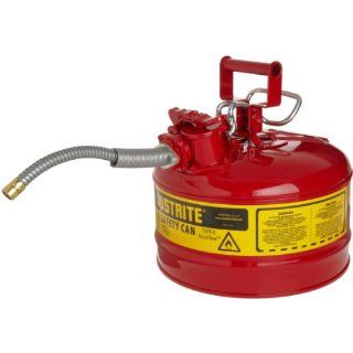 Justrite AccuFlow 7225120 Type II Galvanized Steel Safety Can with 5/8" Flexible Spout, 2.5 Gallons Capacity, Red: Industrial & Scientific