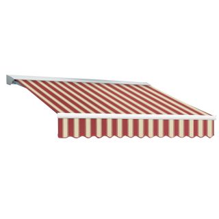 Awntech 16 ft Wide x 10 ft Projection Burgundy/White Multi Striped Slope Patio Retractable Manual Awning