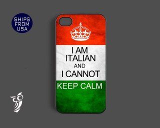Italian Flag Cannot Keep Calm Iphone 4 case, iphone 4s cover   Cool phone Cas: Cell Phones & Accessories