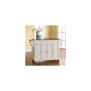 Crosley Furniture 52 in L x 18 in W x 36 in H White Kitchen Island with Casters