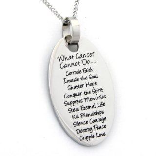 What Cancer Cannot Do Oval Shaped Pendant Necklace   Stainless Steel Necklace   Recovery Gifts: Jewelry