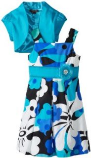 My Michelle Girls 7 16 Tulip Short Sleeve Printed Dress with Tie Back and Flower: Clothing