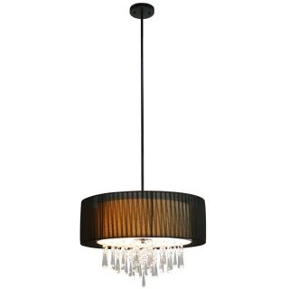Style Selections Penchant 22.84 in W Black Pendant Light with Fabric Shade