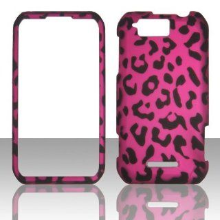 IMAGITOUCH(TM) 4 Item Combo For MOTOROLA Photon Q XT897 Hot Pink Black Leopard Skin Snap On Hard Case Phone Cover (Anti Glare Screen Protector, Stylus Pen, Pry Tool, Phone Cover): Cell Phones & Accessories