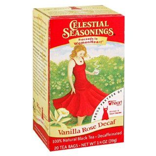 Celestial Seasonings Black Tea, Decaf Vanilla Rose, Tea Bags, 20 Count Boxes (Pack of 6) : Grocery & Gourmet Food