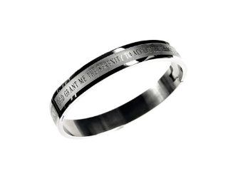 Christian Mens Stainless Steel Abstinence 8" Oval Serenity Bangle Cuff Bracelet "God Grant Me the Serenity to Accept the Things I Cannot Change, Courage to Change the Things I Can" Purity Bracelet for Boys   Guys Purity Bracelet: Jewelry