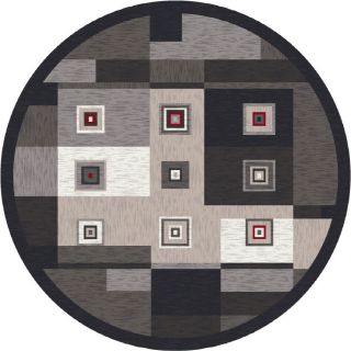 Milliken Bloques 7 ft 7 in x 7 ft 7 in Round Black Geometric Area Rug