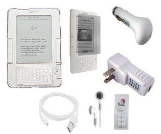Hard Snap on (CLEAR) Protective Crystal Case Cover + Screen Protector + USB Car Charger + USB Wall Charger + USB Charging Data Cable + 3.5mm Stereo Headset + Earbud Caps (come with 3 different sizes) for  Kindle 2: Everything Else
