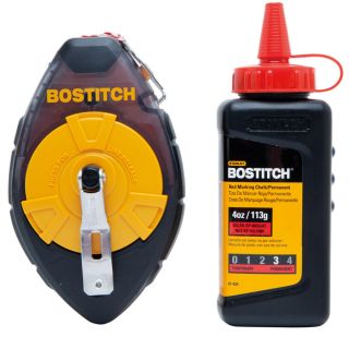 Bostitch 100 ft Plastic High Visibility Chalk Reel with 4 oz Red Chalk