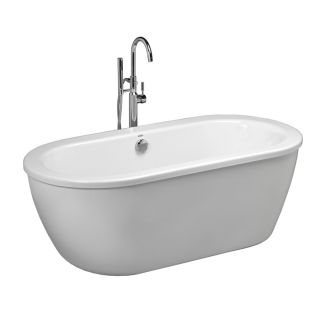 American Standard Clean 66 in L x 32 in W x 23 in H Arctic White Acrylic Oval Freestanding Bathtub with Back Center Drain