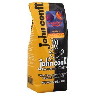 John Conti Coffee, Breakfast Blend, Ground, 12 Ounce (Pack of 2)  Grocery & Gourmet Food