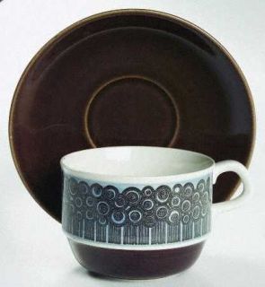 Rorstrand Amanda Flat Cup & Saucer Set, Fine China Dinnerware   Stoneware, Brown