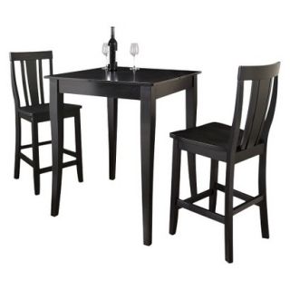 Dining Table Set: Crosley Cabriole Leg Pub Table Set   Black (Set of 3)