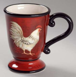 Avignon Morning Mug, Fine China Dinnerware   Susan Winget,Rooster Motifs,Black T