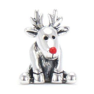 Moress Red Nose Reindeer With Red Enamel Nose   Christmas Holiday Charm   Solid 925 Sterling Silver European Charm Bead   Compatible Brand Bracelets  Authentic Pandora, Chamilia, Moress, Troll, Ohm, Zable, Biagi, Kay's Charmed Memories, Kohl's, Pe
