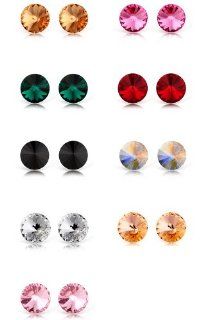 Swarovski Element Crystal Stud Earrings with 9 different Colors (see picture) Value Set: Jewelry