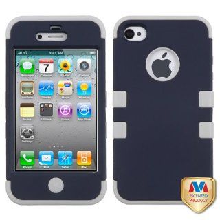 Fits Apple iPhone 4 4S Hard Plastic Snap on Cover Rubberized Sapphire Blue/Grey TUFF Hybrid AT&T, Verizon (does NOT fit Apple iPhone or iPhone 3G/3GS or iPhone 5): Cell Phones & Accessories