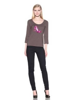 Michael Simon Women's 3/4 Sleeve Scoop Neck Shoe Top at  Womens Clothing store: Fashion T Shirts
