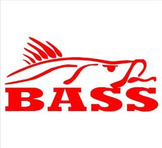 Bass Hunting Sea Bass Fishing Ocean Marine Animal Decal Sticker Laptop, Notebook, Window, Car, Bumper, EtcStickers 6"x3"in. in RED Exterior Window Sticker with Free Shipping: Everything Else