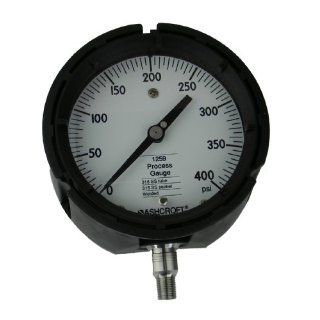 Ashcroft Type 1259 Solid Front Thermoplastic Case Process Pressure Gauge, Stainless Steel Bourdon Tube and Socket, 4 1/2" Dial Size, 1/4" NPT Lower Connection, 0/400 psig Pressure Range: Industrial Pressure Gauges: Industrial & Scientific
