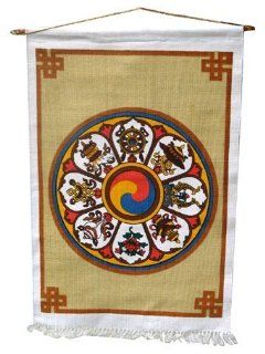 Tibetan Buddhist Eight Auspicious Symbols Wall Hanging : Tapestries : Everything Else