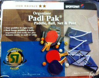 Sportcraft Organizer Table Tennis Ping Pong Paddle Pak: 4 Paddles, Eight Balls, Mountable Paddle and Ball rack, with Net and Posts 1119009 : Table Tennis Sets : Sports & Outdoors