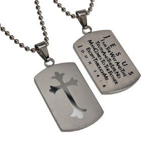 Christian Mens Silver Stainless Steel Abstinence "Jesus   I Am the Way and the Truth and the Life; No Man Comes to the Father Except Through Me   John 146" Chastity Necklace for Boys on a 24" Ball Chain   Guys Purity Necklace Jewelry