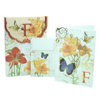 Punch Studio Floral Monogram Pouch Note Cards  #56976F (Letter F): Health & Personal Care