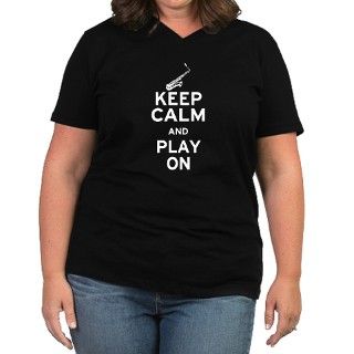 Keep Calm and Play On (Sax) Womens Plus Size V Ne by marchingstuff