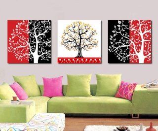 ASIA MODERN ABSTRACT WALL ART PAINTING ON CANVAS NEW Style ! (NO FRAME）with Abstract reverse growth happy tree especially leaves : Abstract Canvas With Tree : Office Products
