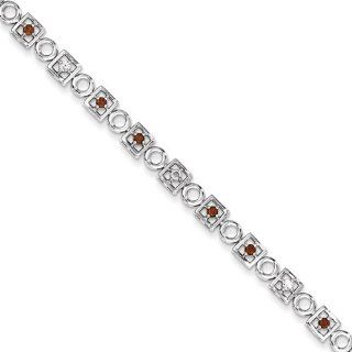 Gold and Watches Sterling Silver Garnet & Diamond Bracelet: Jewelry