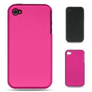 Black Inner Rubber Hybrid 2 in 1 Hot Rose Pink Hard Shell Design Protector Case Cover for Apple Iphone 4, 4th Generation Compatible for Apple Iphone 4 / 4S (AT&T, VERIZON, SPRINT): Cell Phones & Accessories